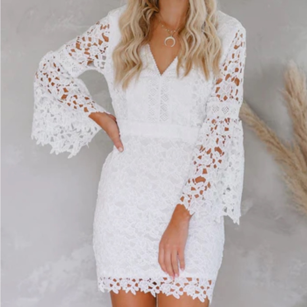 Vici white lace mini dress
